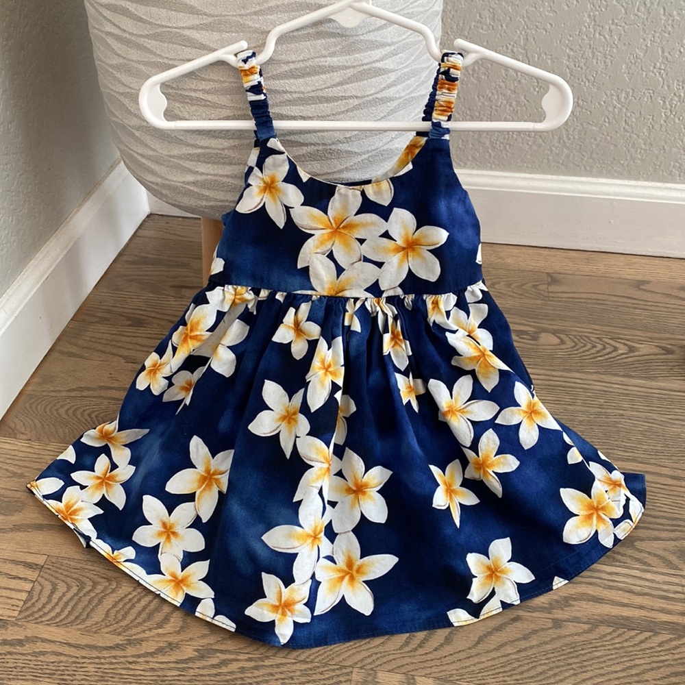 Royal Creations Hawaiian Blue Plumeria Baby Dress 12 months(M)